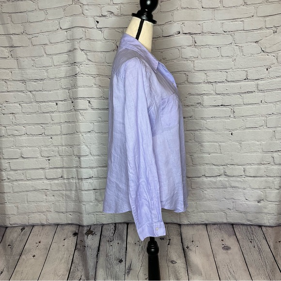 Lilly Pulitzer Pearly Purple Sea View Linen Long Sleeve Button Down Shirt Medium - Picture 11 of 16